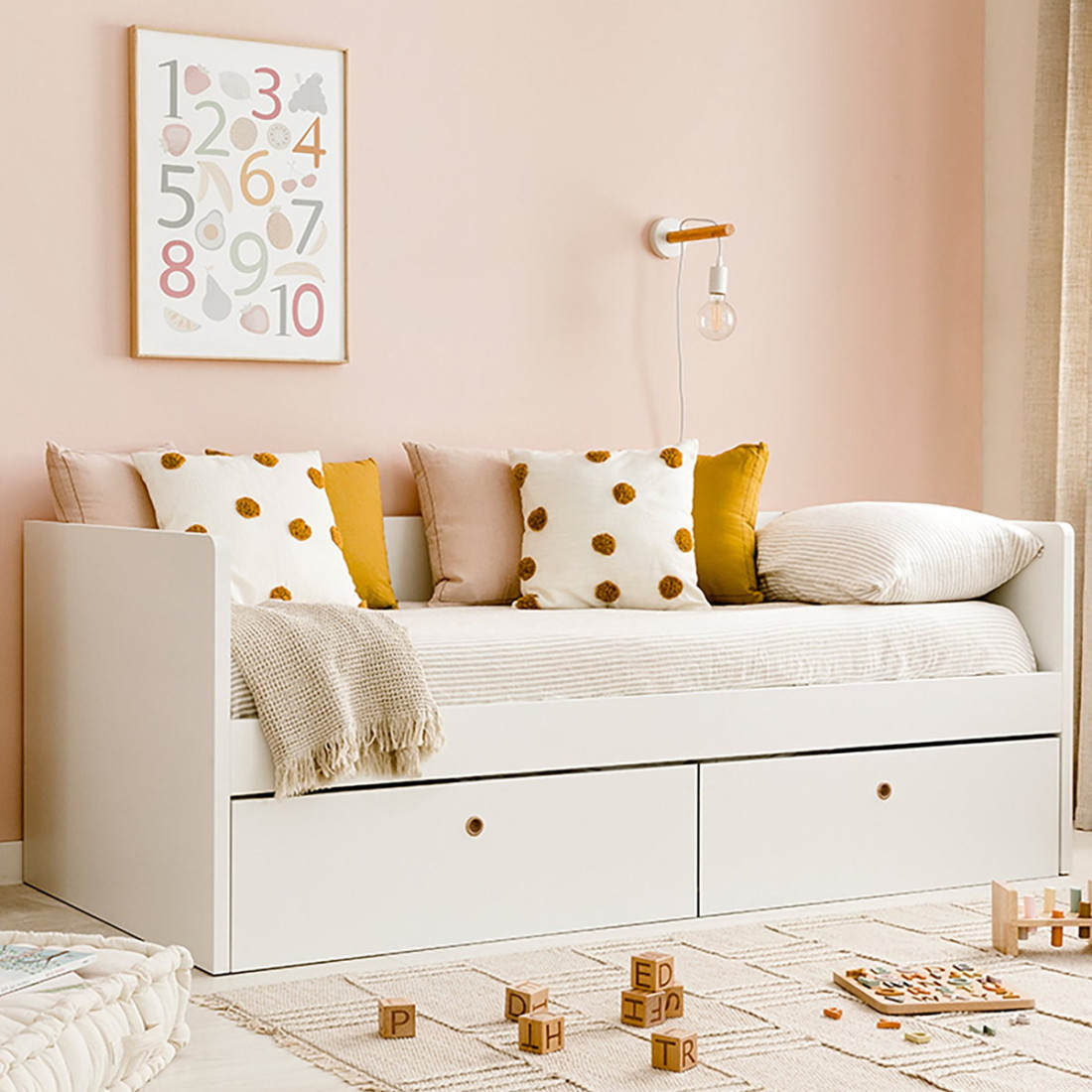 Ambientalo cool con cama infantil nórdica con cajones