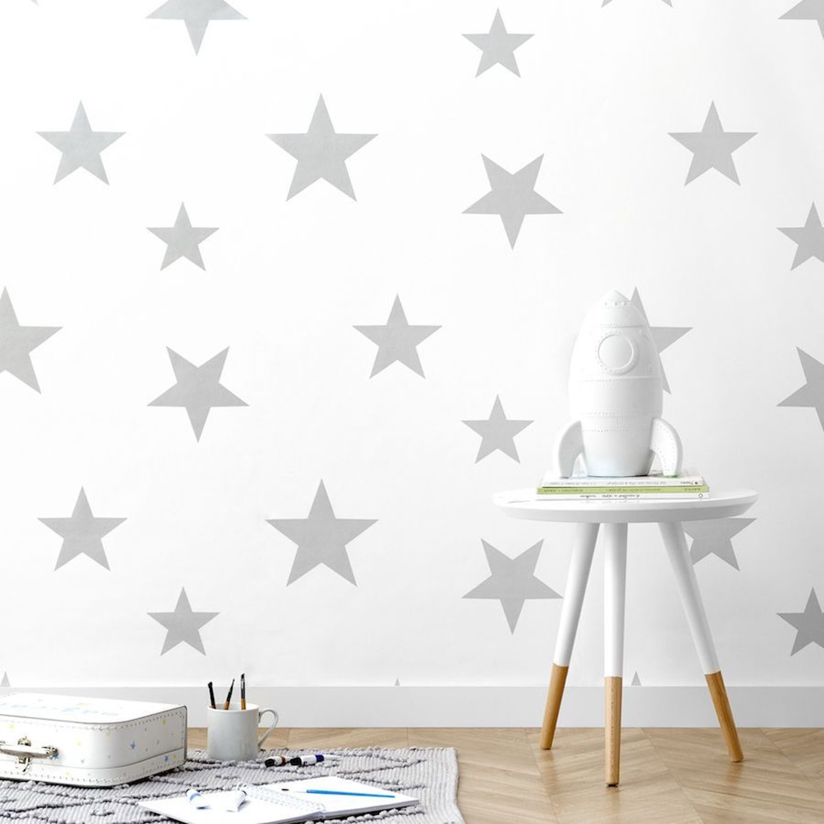 Stars wallpaper cinzento/branco